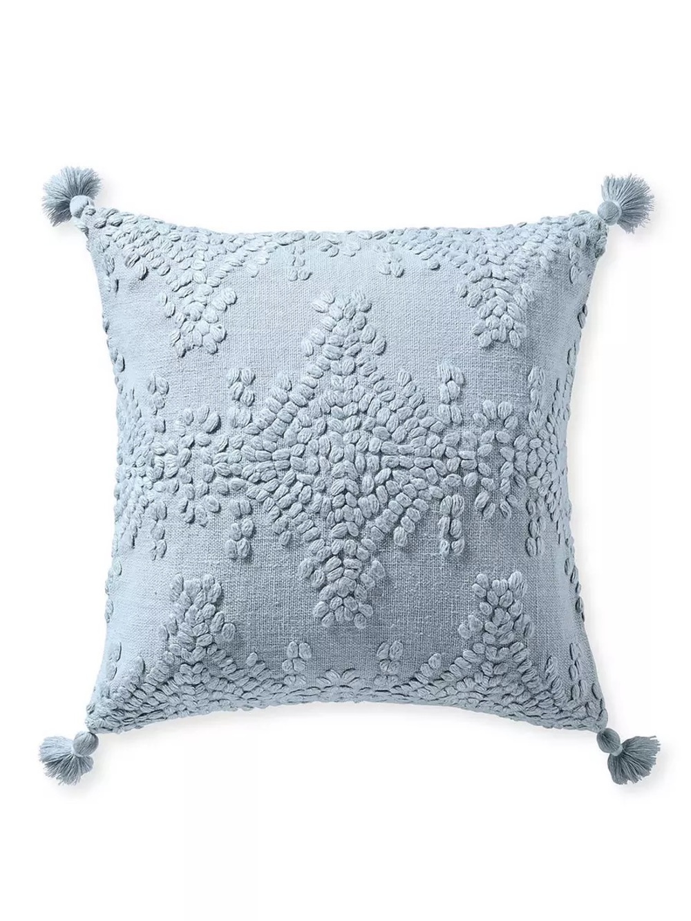 Serena & Lily Light Blue Textured Tassel Accent Pillow